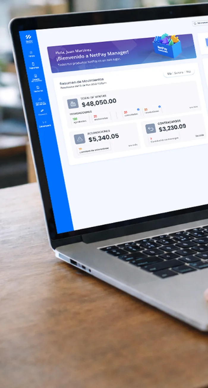 Portal NetPay Manager en una laptop